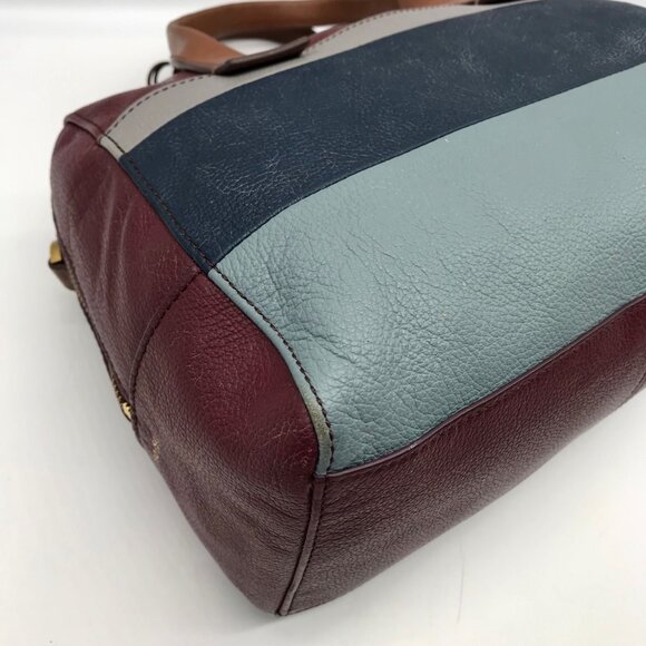 Fossil Multicolor Pebbled Leather Colorblock Satchel Bag